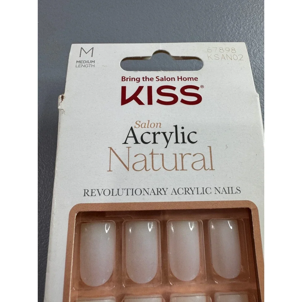KISS Salon Acrylic Natural Nails Womens Medium Natural Good Flexi-Fit KSAN02
